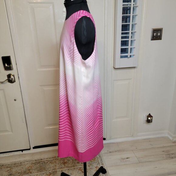 Vince Camuto Pink Chevron Ombre Shift Dress Size 12 | Sleeveless Work to Weekend - Picture 6 of 9
